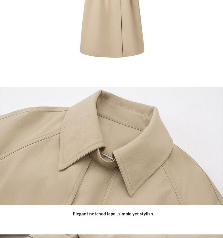 Women's Clothing Women's Coat Mid-Length 2025 Spring And Autumn Small Size Detective Costume British Style Nude Color Windbreaker_voghion.com