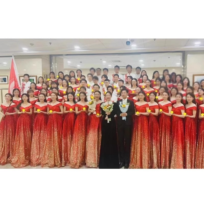 ChicShe ChicShe Performance Kostuum Koor Gastheer Dirigent Outfit Hoogwaardige Elegante Song Stage Rode Avondjurk_voghion.com