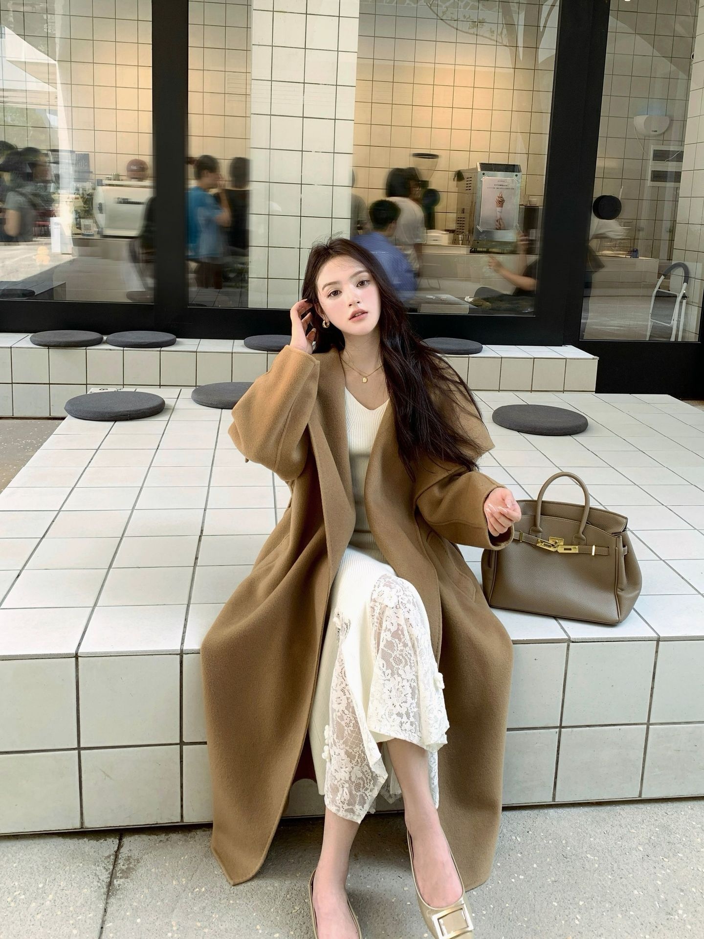 Abbigliamento donna Abbigliamento donna Daye CHI2025 Cappotto di lana double face con risvolto largo e stile pigro autunno inverno Giacca di lana color cammello_voghion.com