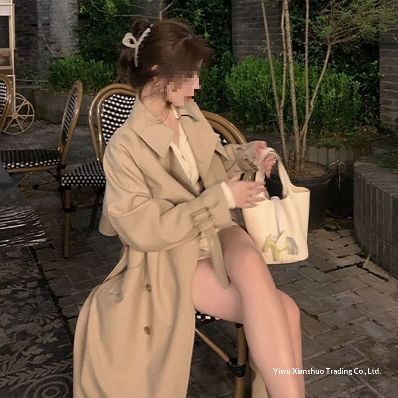 Women's Clothing Women's Coat Mid-Length 2025 Spring And Autumn Small Size Detective Costume British Style Nude Color Windbreaker_voghion.com