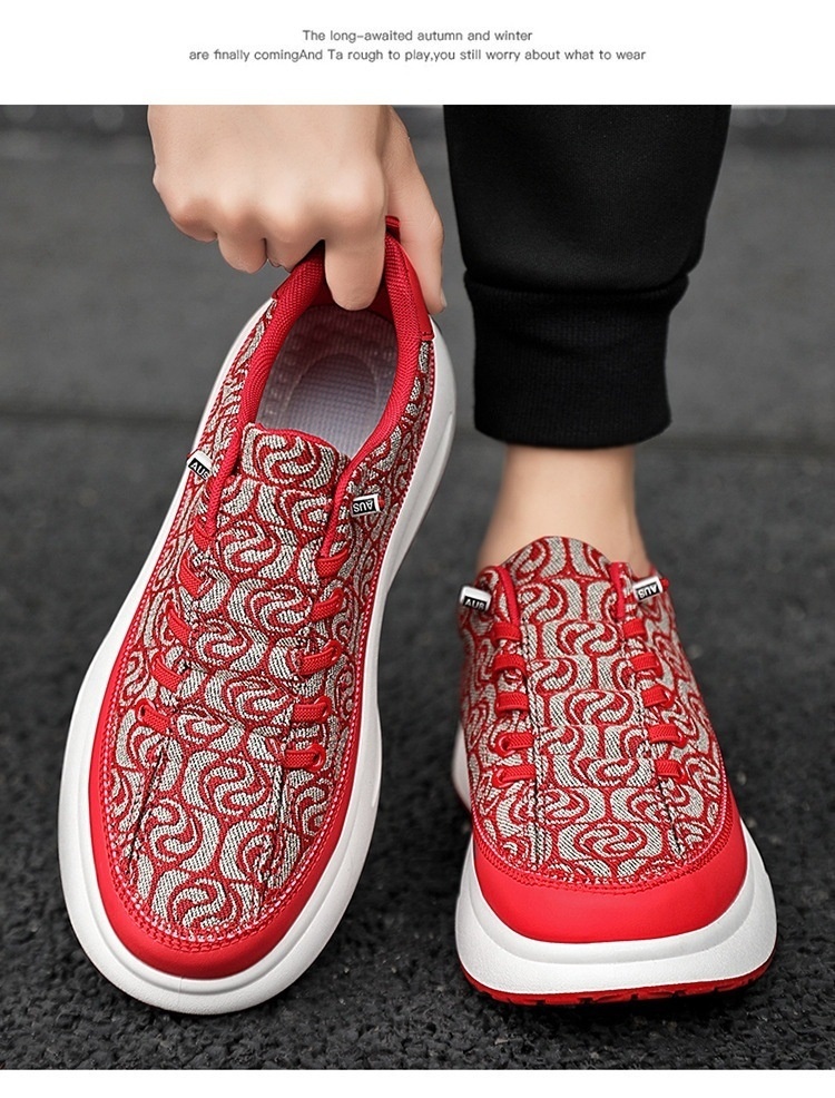 Voyage Canvas Erkek Yaz 2025 Yeni Trend Çok Yönlü Kırmızı Günlük Düz Spor Kumaş Kokuya Dayanıklı Trend Ayakkabılar_voghion.com