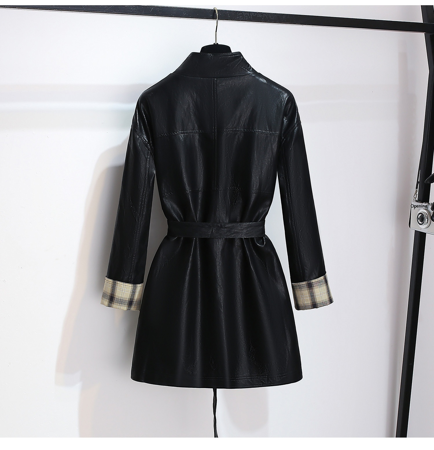 Women's Clothing Women's Clothing Melard Coffee Color Stand Collar PU Leather Trench Coat For Women, Mid-Length, 2025 Early Autumn New, Stylish_voghion.com