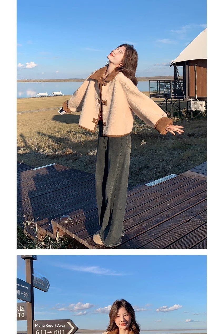 Women's Clothing Women's Reversible Sheepskin Coat Women, Autumn 2025 New Thickened Short Suede Coat For Early Winter_voghion.com