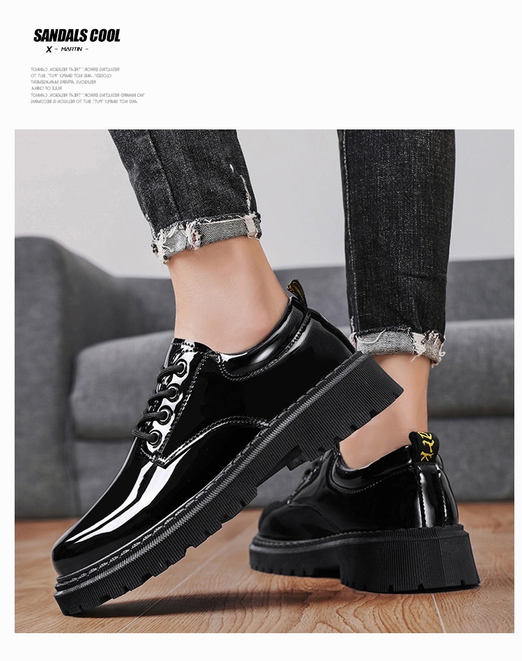 Chaussures Voyage New Korean Style tendance, polyvalentes et élégantes pour hommes, à lacets, décontractées, en cuir noir, style britannique, pour jeunes._voghion.com