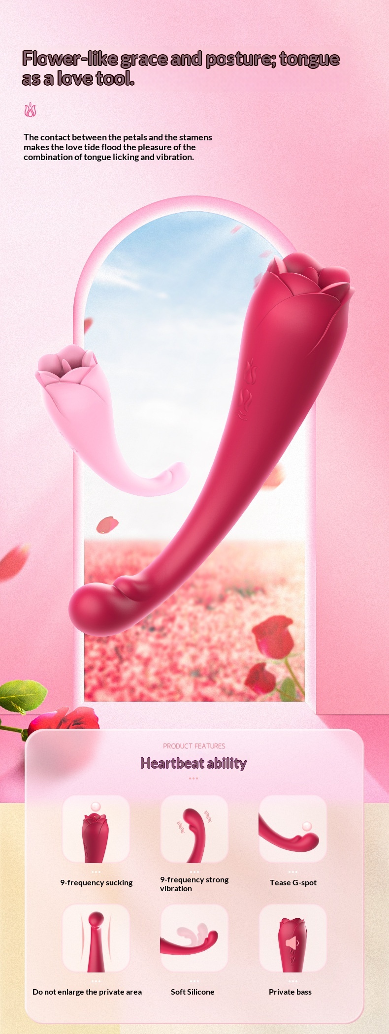 Eros Lab Rose Flower Tongue Licking Masturbator Vibrator Female Strong Vibration One-Handed Adult Supplies Source_voghion.com