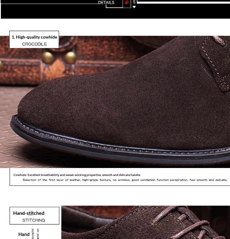 Scarpe casual retrò basse in pelle scamosciata stile britannico da uomo Voyage, di grandi dimensioni, traspiranti e resistenti all'usura_voghion.com