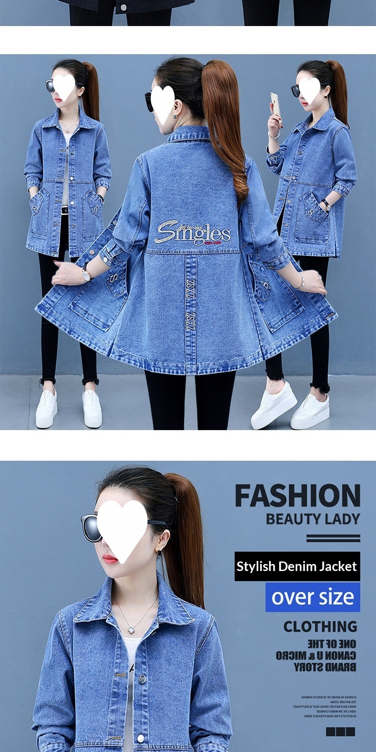 Women's Clothing Women's Spring And Autumn New Jacket Women, Mid-Length Versatile Slim Fit Denim Coat, Plus Size Trench Coat For Women_voghion.com