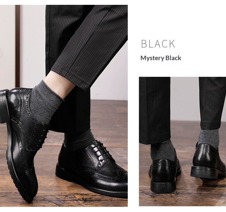 Chaussures Oxford pour hommes en cuir véritable, style brogue, sculptées, style derby, disponibles en usine à Guangzhou chez WalkPrime. Modèles business casual et formels._voghion.com