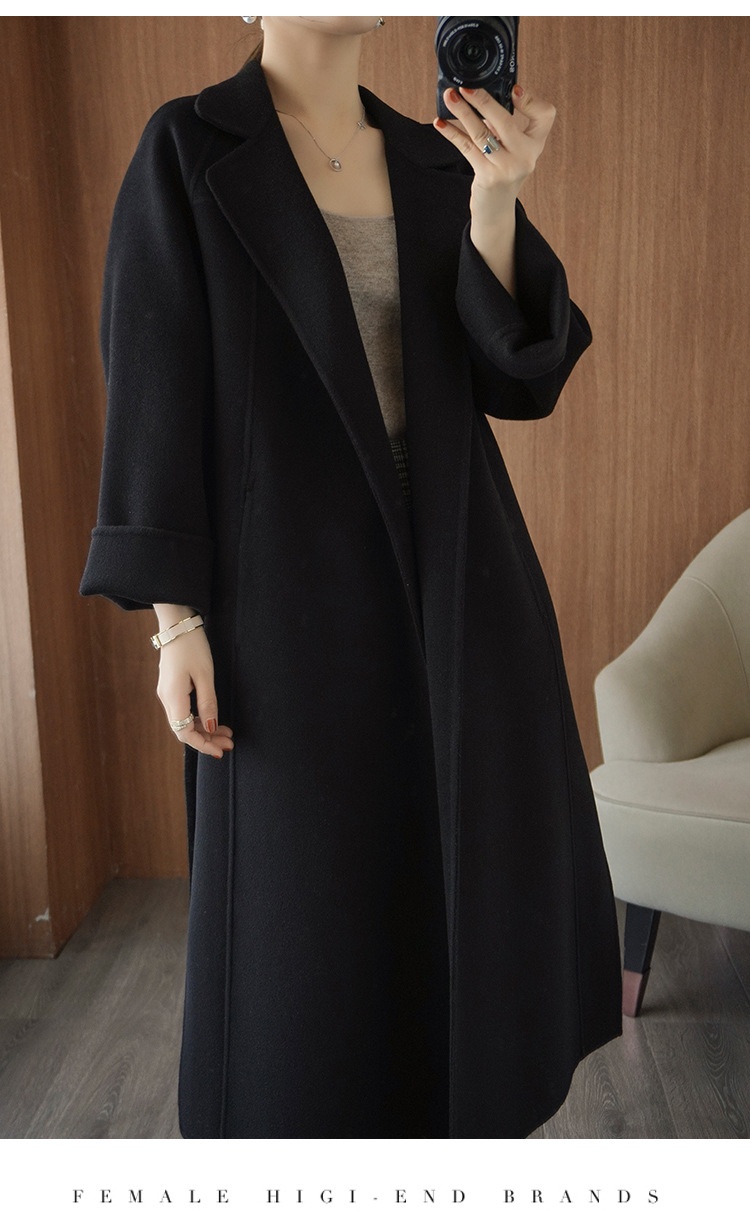 Women's Clothing Double-Sided Cashmere Coat For Women, Mid-Length, Over-The-Knee, Loose Fit, Plus Size Woolen Coat, Autumn Winter_voghion.com