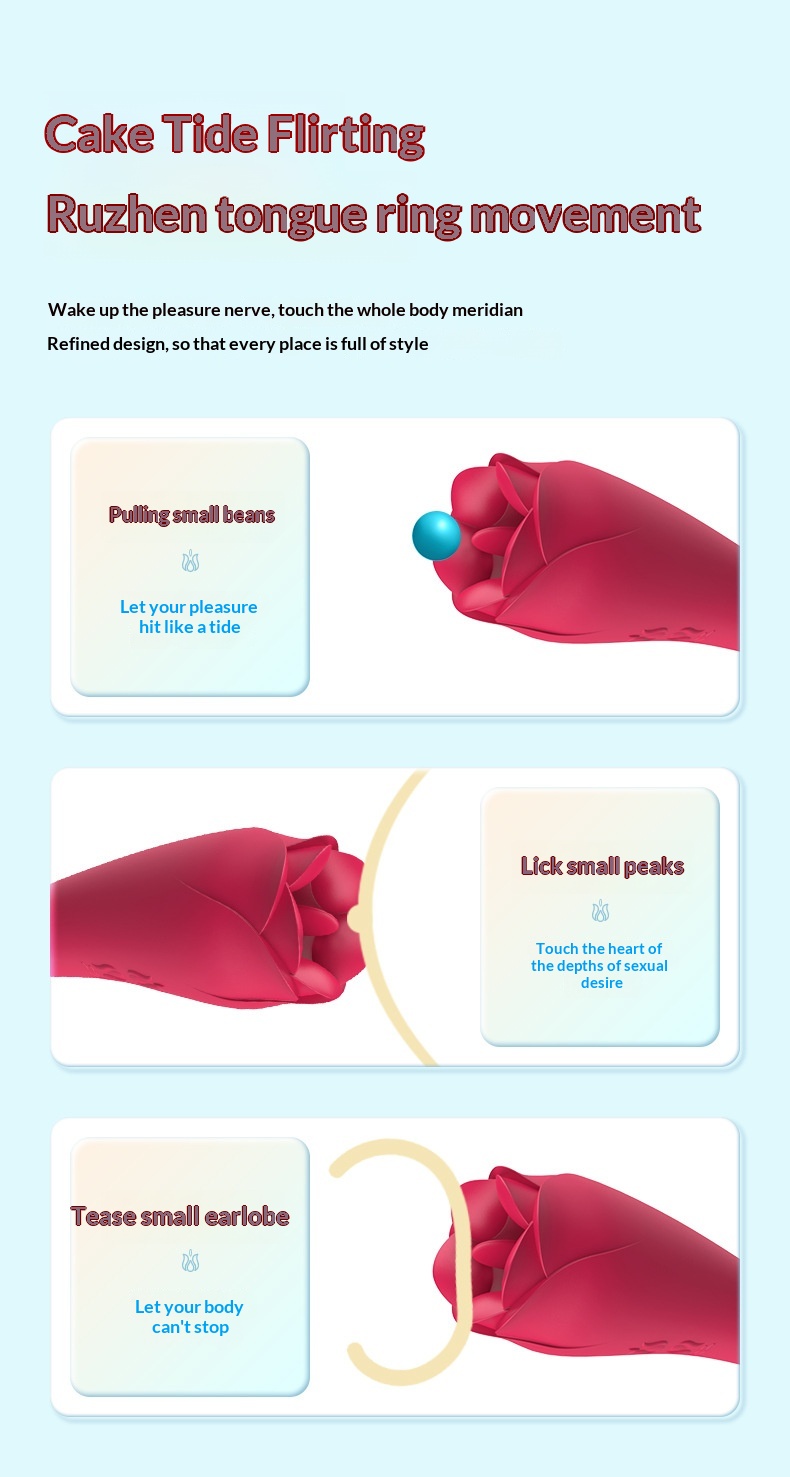 Eros Lab Rose Flower Tongue Licking Masturbator Vibrator Female Strong Vibration One-Handed Adult Supplies Source_voghion.com