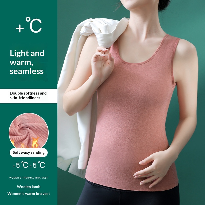 girl Cashmere Silk Vest Plus Size With Chest Pads De Velvet Antibacterial Thermal Underwear Wearable Outside Autumn Winter_voghion.com