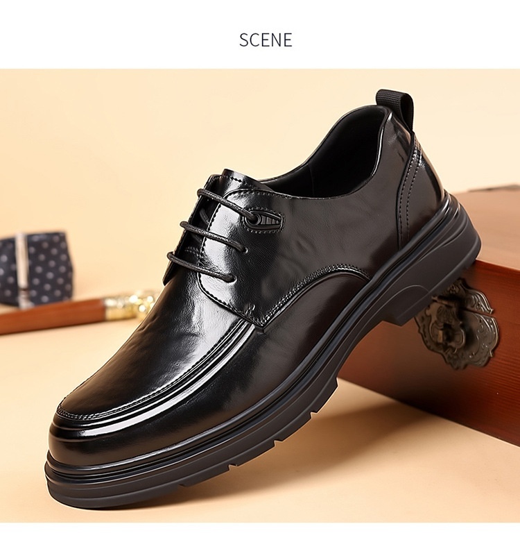 Scarpe da lavoro in pelle lucida con suola morbida WalkPrime, stile britannico, casual, da uomo, primaverili, con lacci_voghion.com