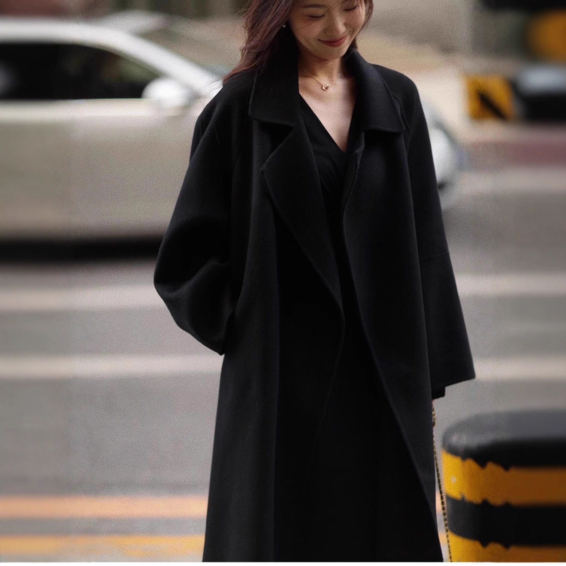 Women's Clothing Double-Sided For Women, Autumn And Winter 2025, Petite Cashmere Long Red Lace-Up 100% Wool Coat_voghion.com