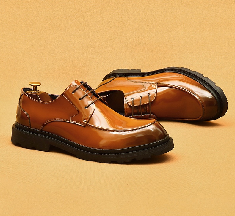 Voyage Voyage Cross-Border Men's Genuine Formal British Derby Patent Leather Glossy Business Shoes_voghion.com