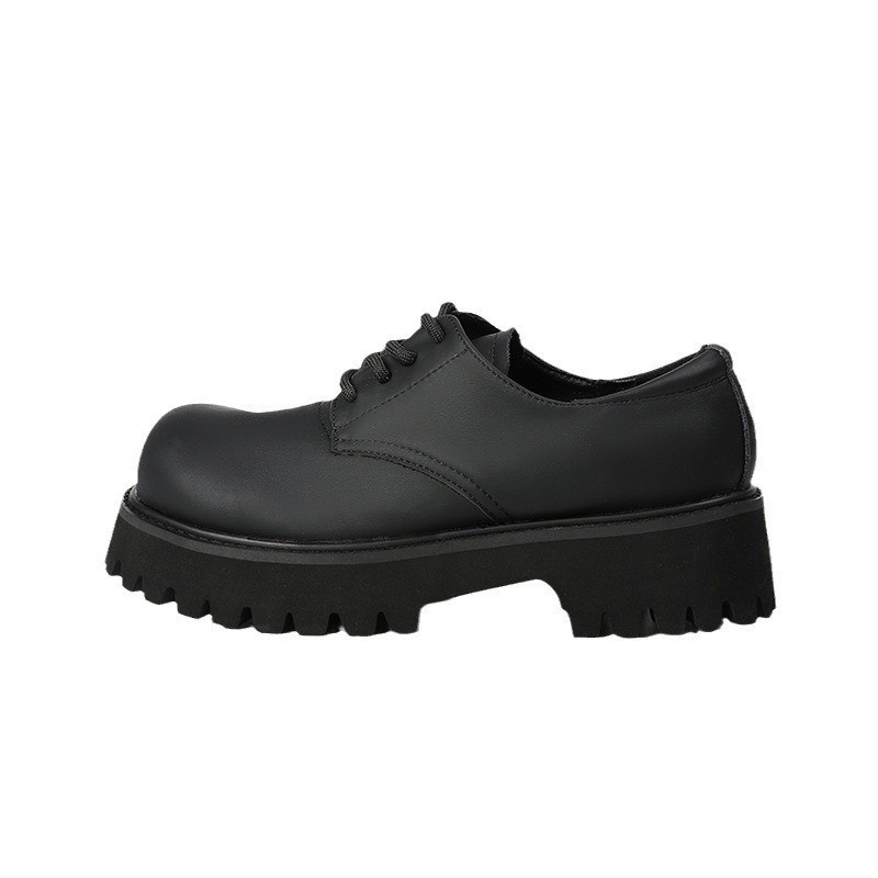 Voyage Voyage Britischer Stil Leder 2025 Frühling Herbst Unisex Runde Zehenpartie Schnürschuhe Retro Derby Loafer Dicke Sohle Bequem_voghion.com