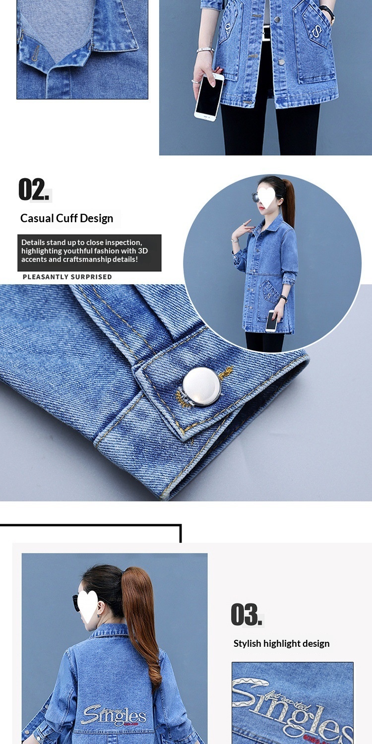 Women's Clothing Women's Spring And Autumn New Jacket Women, Mid-Length Versatile Slim Fit Denim Coat, Plus Size Trench Coat For Women_voghion.com