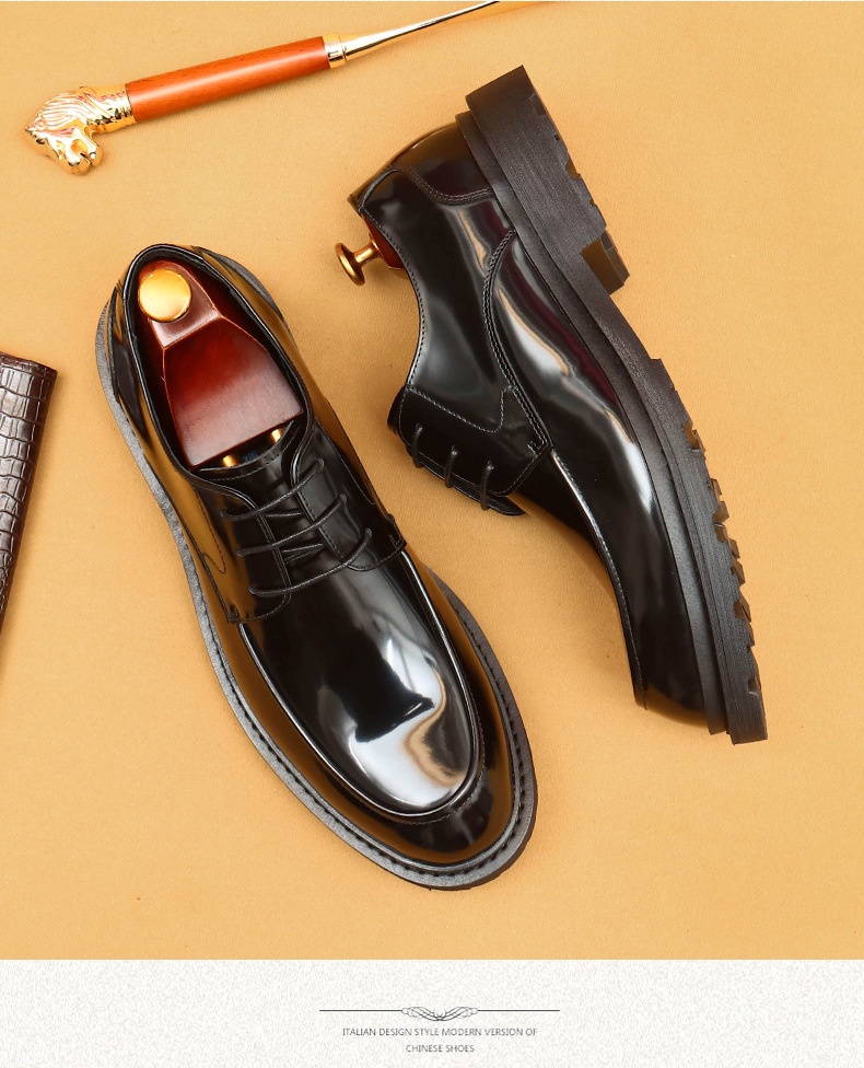 Voyage Voyage Cross-Border Men's Genuine Formal British Derby Patent Leather Glossy Business Shoes_voghion.com