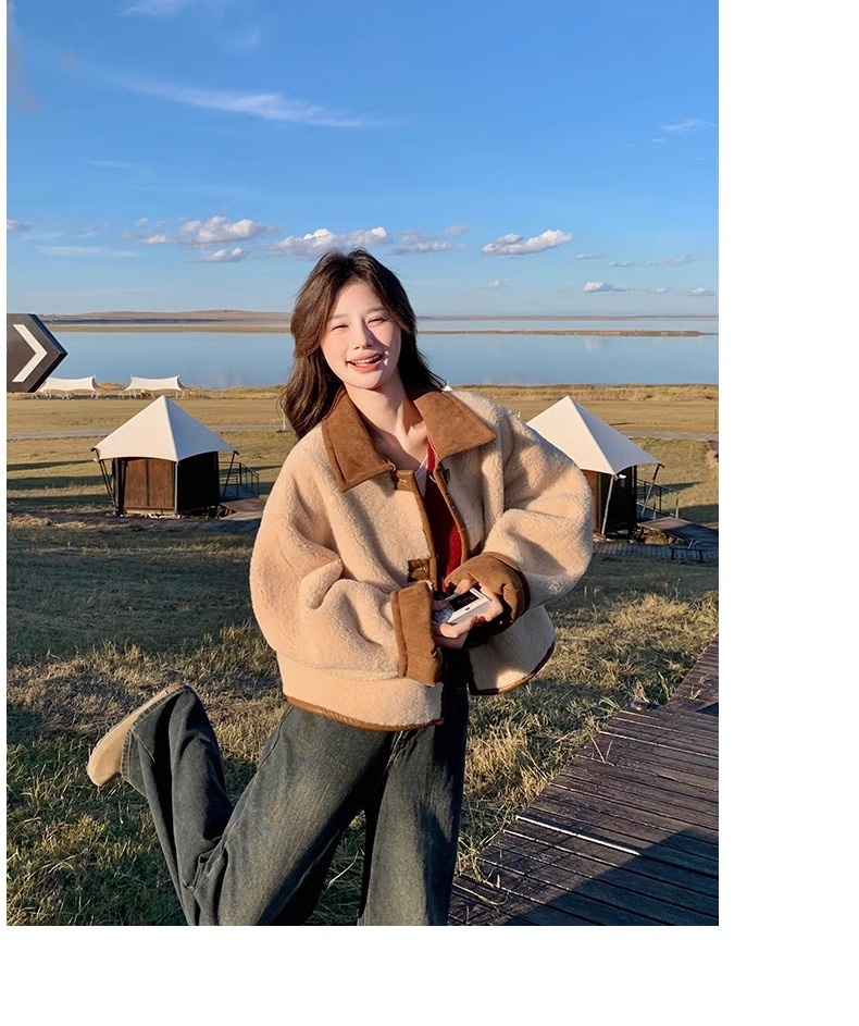 Women's Clothing Women's Reversible Sheepskin Coat Women, Autumn 2025 New Thickened Short Suede Coat For Early Winter_voghion.com