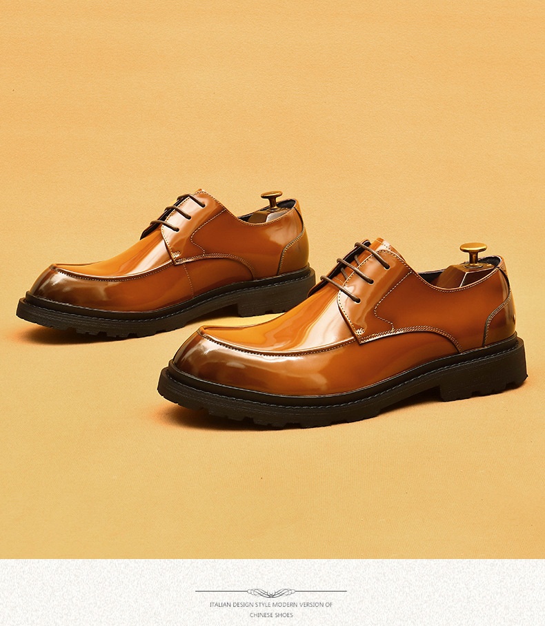 Voyage Voyage Cross-Border Men's Genuine Formal British Derby Patent Leather Glossy Business Shoes_voghion.com