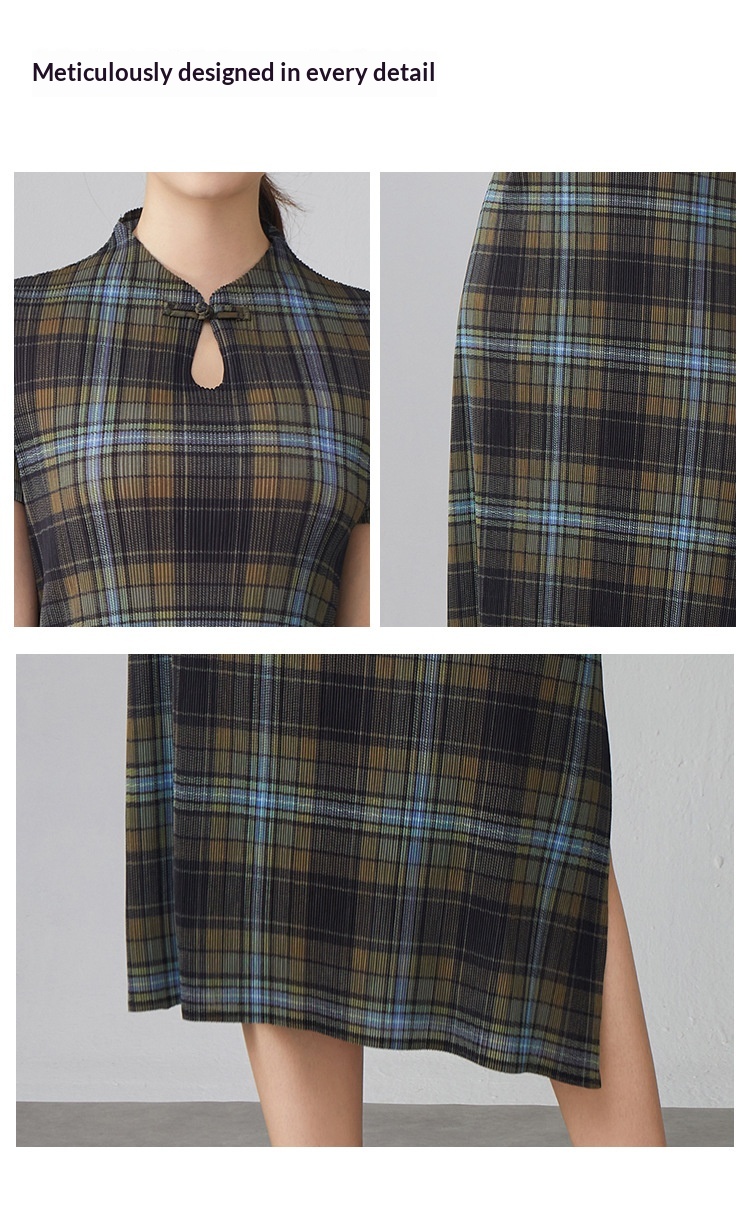 ChicShe ChicShe Chinese Style Improved Cheongsam For Women Summer New Design Sense Elegant Split Bodycon Pleated Long Dress_voghion.com