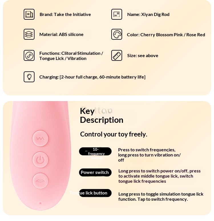 Masturbateur vibrant multifréquence Eros Lab Active Point Xiyan pour adultes, avec stimulation de la langue et des mouvements de va-et-vient._voghion.com