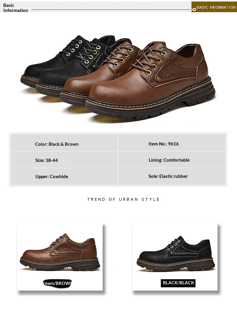 Chaussures de travail d'extérieur WalkPrime en cuir véritable de vachette, transfrontalières européennes et américaines, avec large embout de sécurité, résistantes à l'usure et antidérapantes._voghion.com