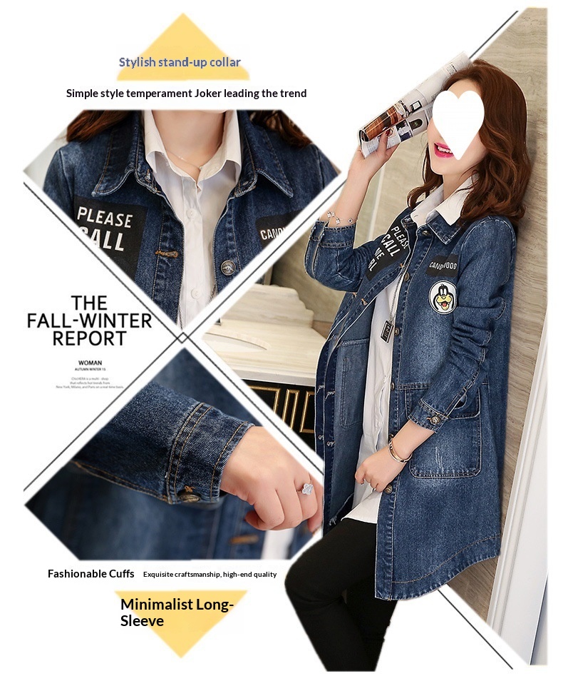 Women's Clothing Women's Spring And Autumn New Jacket Women, Mid-Length Versatile Slim Fit Denim Coat, Plus Size Trench Coat For Women_voghion.com