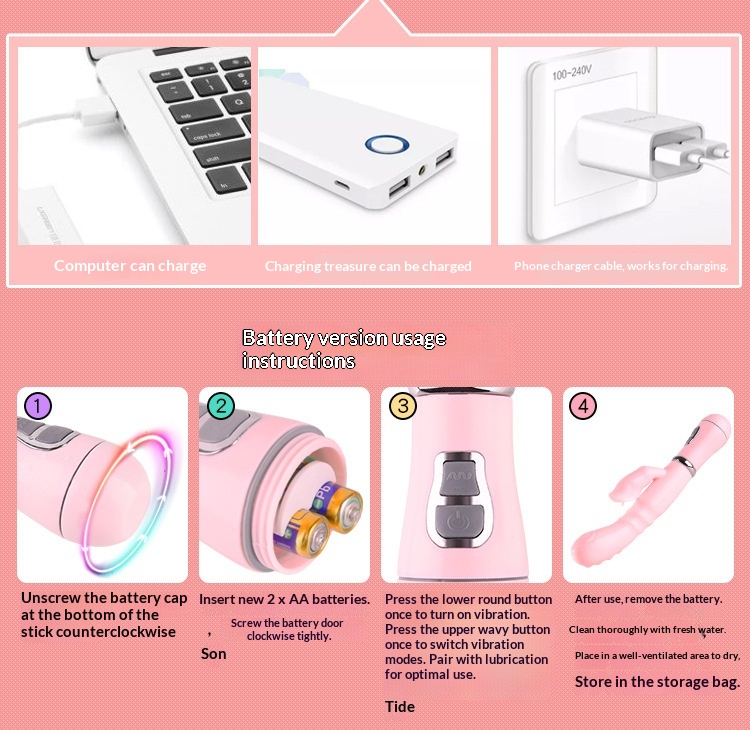 Eros Lab Female Use Passionate Frequency Rabbit Vibrator Tongue Licking Dual Shock AV Stick Rechargeable Massager_voghion.com