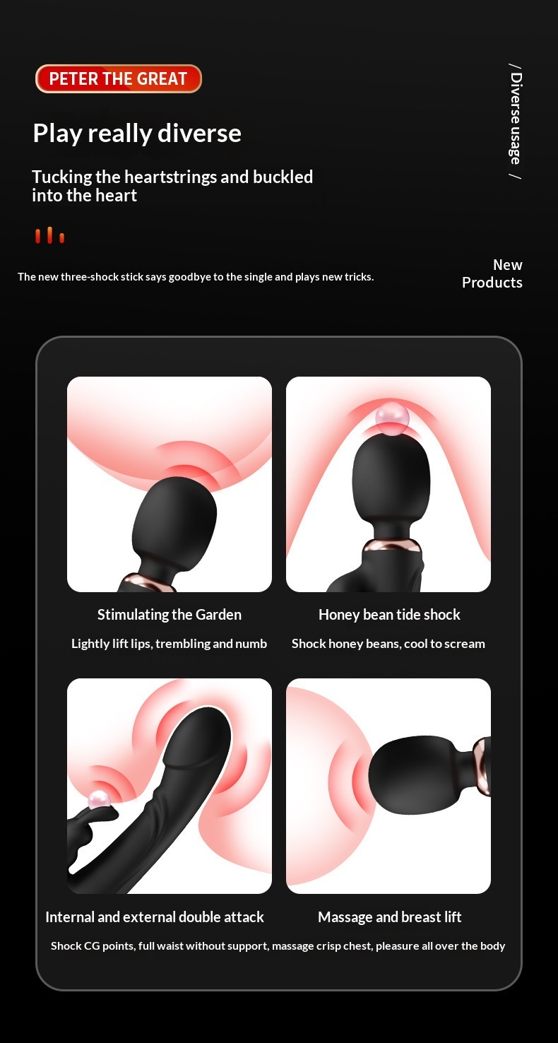 Eros Lab CBaby Peter Vibratore a tre teste con orecchie di coniglio, vibratore a due teste a 3 punti, masturbatore femminile, giocattolo per adulti con punto G e clitoride_voghion.com