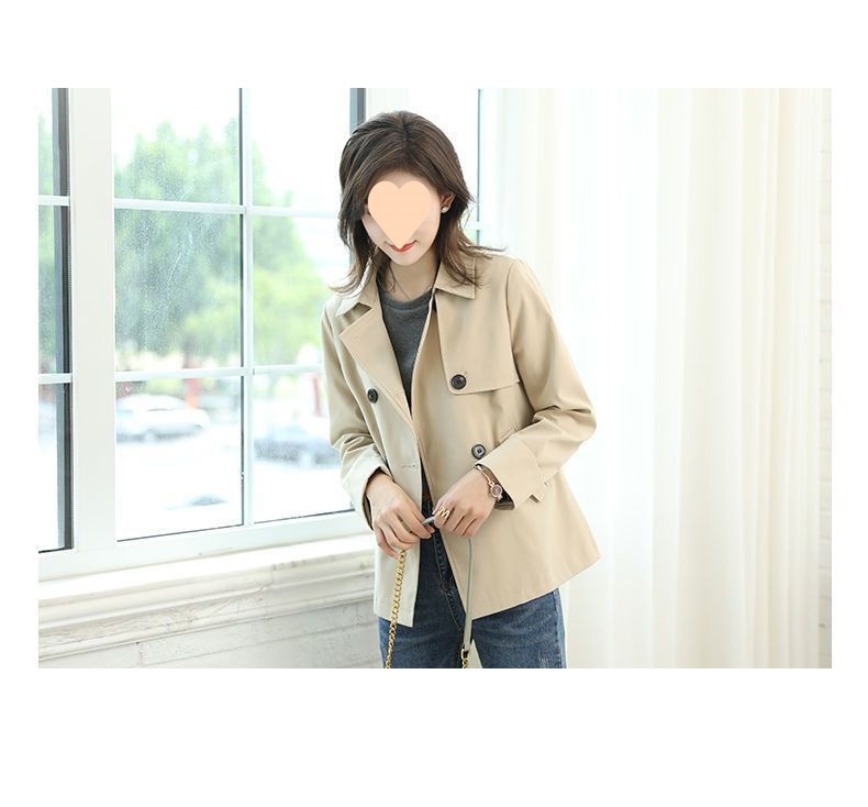 Damenjacke 2025 Neuer Stil Kurz Locker Vielseitig Lässig Herbst Petite Trenchcoat_voghion.com