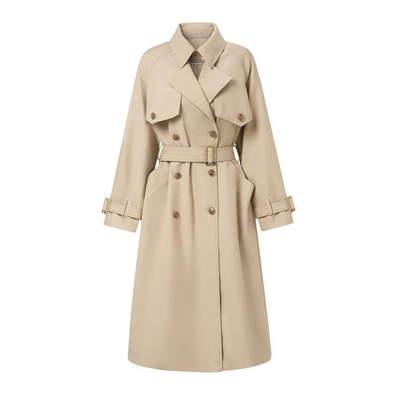 Women's Clothing Women's Coat Mid-Length 2025 Spring And Autumn Small Size Detective Costume British Style Nude Color Windbreaker_voghion.com