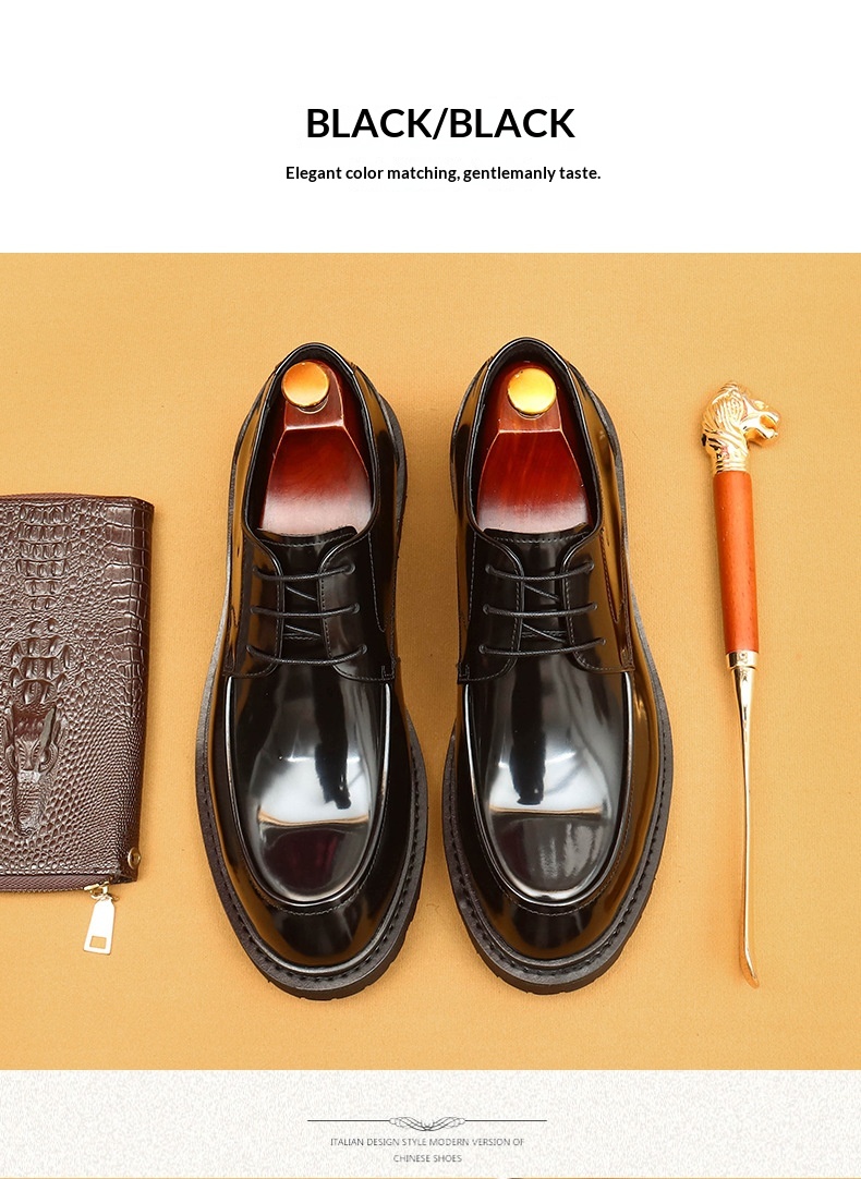 Voyage Voyage Cross-Border Men's Genuine Formal British Derby Patent Leather Glossy Business Shoes_voghion.com