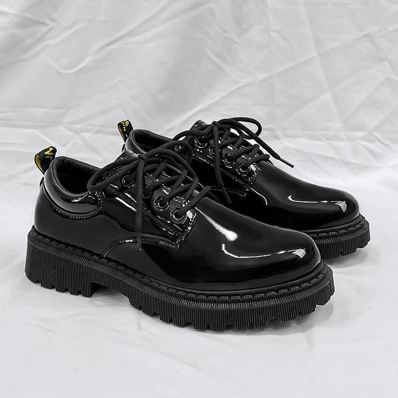 Chaussures Voyage New Korean Style tendance, polyvalentes et élégantes pour hommes, à lacets, décontractées, en cuir noir, style britannique, pour jeunes._voghion.com