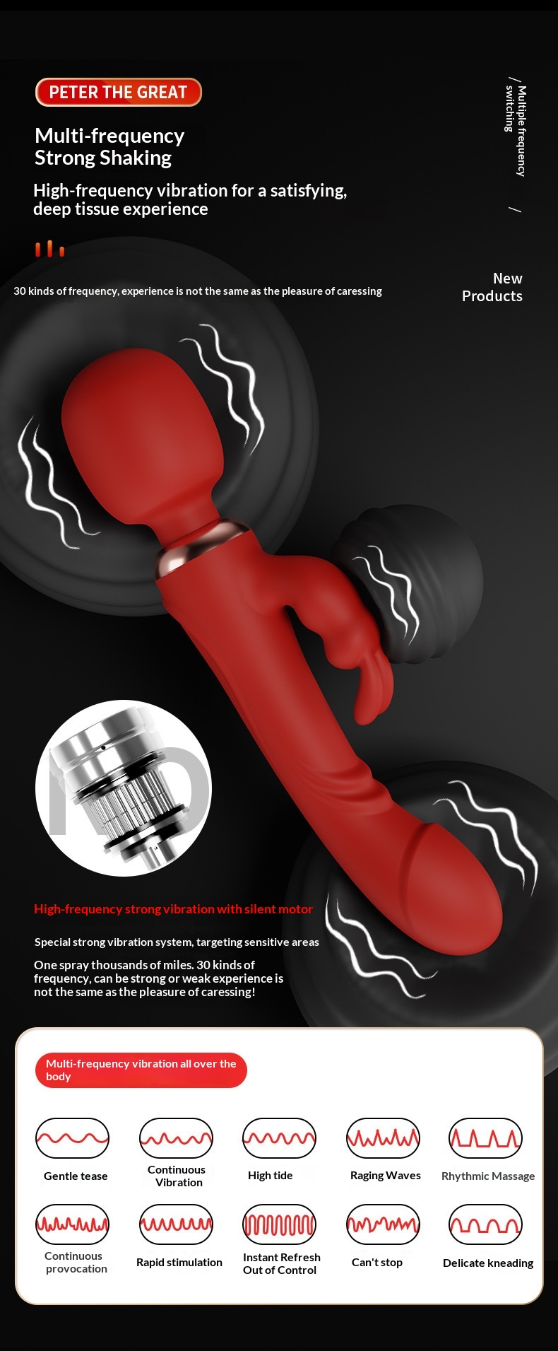 Eros Lab CBaby Peter Vibratore a tre teste con orecchie di coniglio, vibratore a due teste a 3 punti, masturbatore femminile, giocattolo per adulti con punto G e clitoride_voghion.com