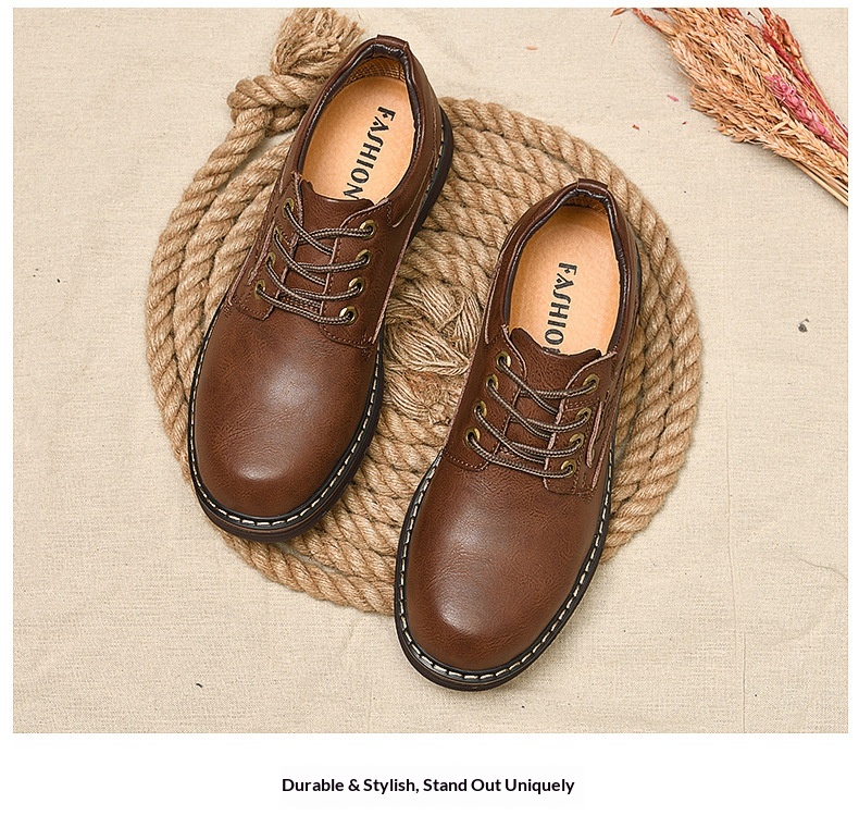 Chaussures de travail d'extérieur WalkPrime en cuir véritable de vachette, transfrontalières européennes et américaines, avec large embout de sécurité, résistantes à l'usure et antidérapantes._voghion.com