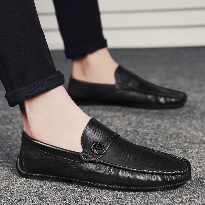 Voyage Voyage Mocasines informales británicos de estilo coreano sin cordones para conducir en verano, zapatos de hombre a la moda, transpirables y cómodos al por mayor_voghion.com