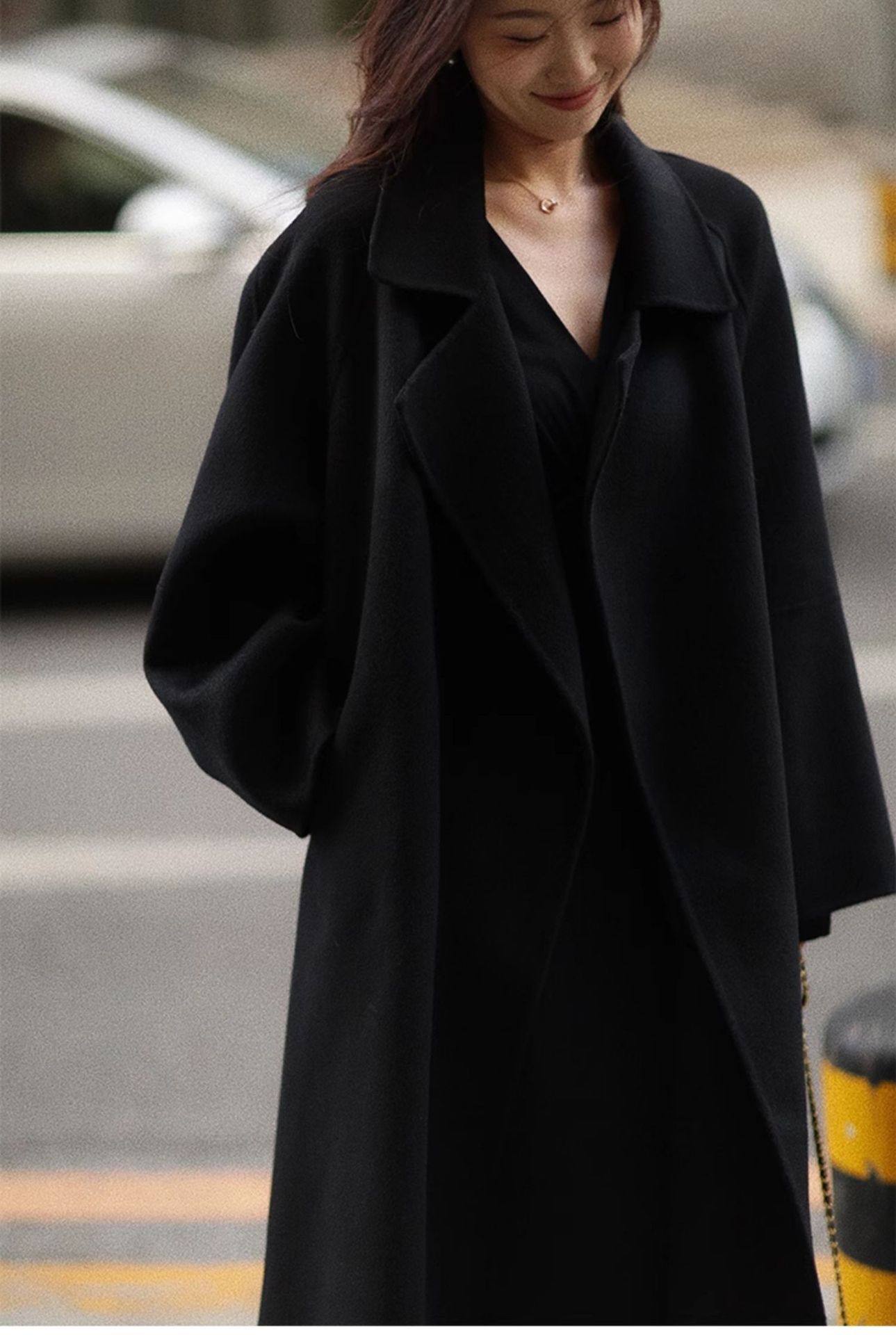 Women's Clothing Double-Sided For Women, Autumn And Winter 2025, Petite Cashmere Long Red Lace-Up 100% Wool Coat_voghion.com