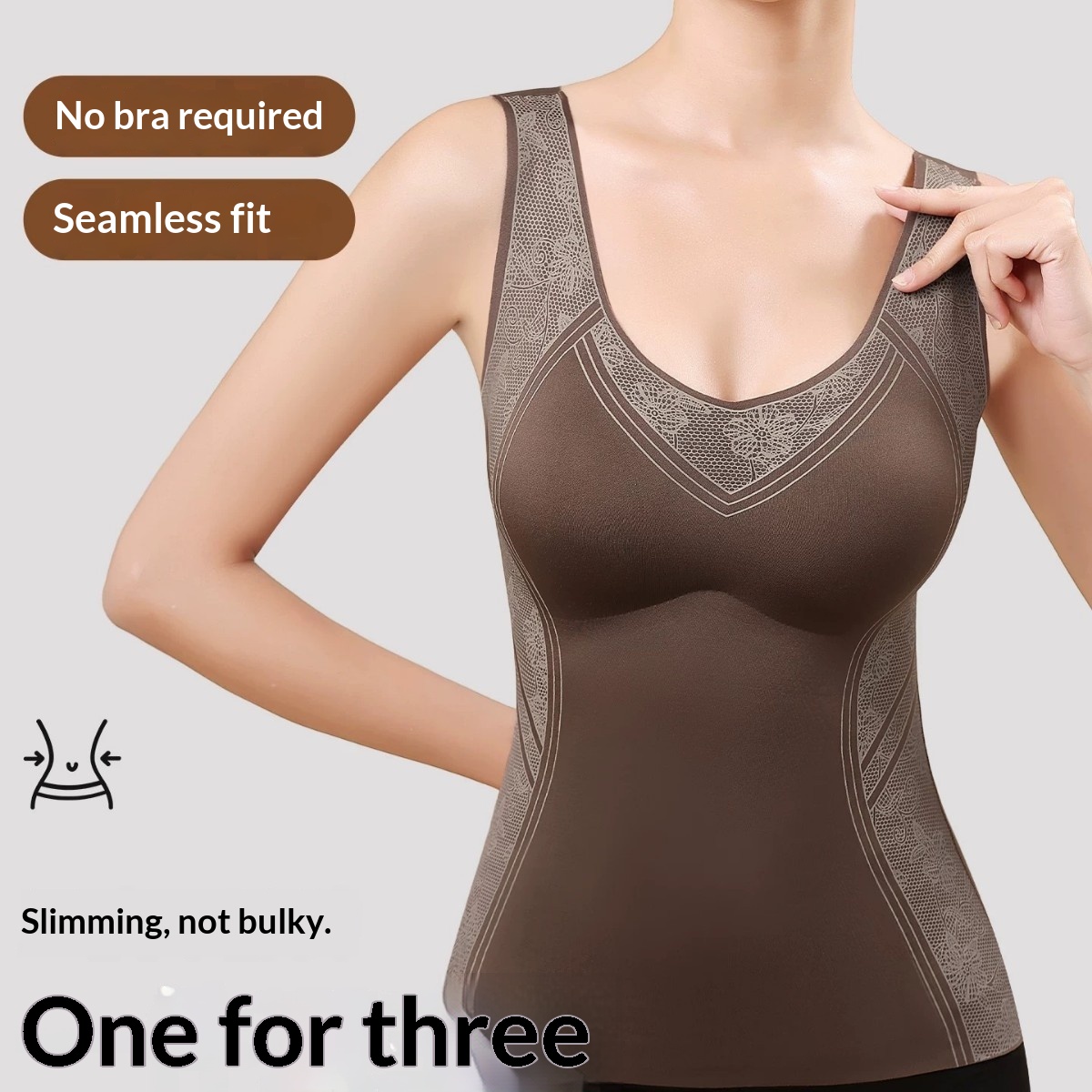 girl Seamless Fixed Cup Bio Ceramic Black Gold Boiling Single Dense Brushed Thermal Underwear-Free Warm Vest Body Shaping_voghion.com