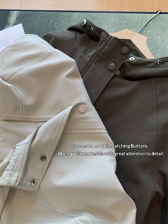 2025 Autumn Women's Clothing Women's Clothing WTHEONE High-Quality Tencel Cotton Oversized Slimming Petite Short Hooded Trench Coat Jacket_voghion.com