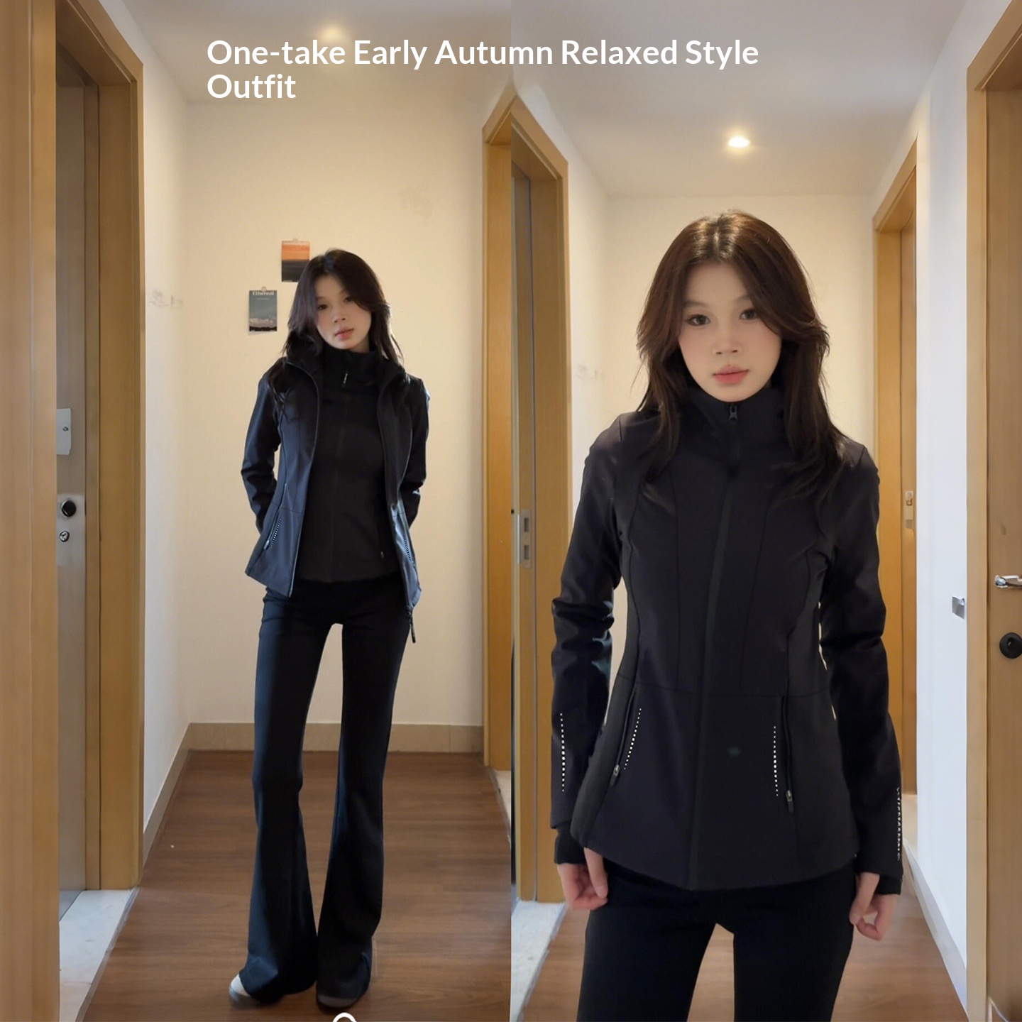 Nouveauté 2025 : Veste softshell noire slim fit pour femme, idéale pour les activités de plein air en début d'automne et d'hiver, avec ceinture cintrée._voghion.com