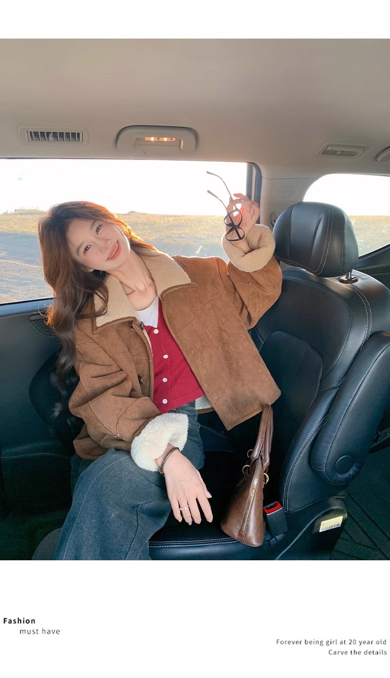 Women's Clothing Women's Reversible Sheepskin Coat Women, Autumn 2025 New Thickened Short Suede Coat For Early Winter_voghion.com