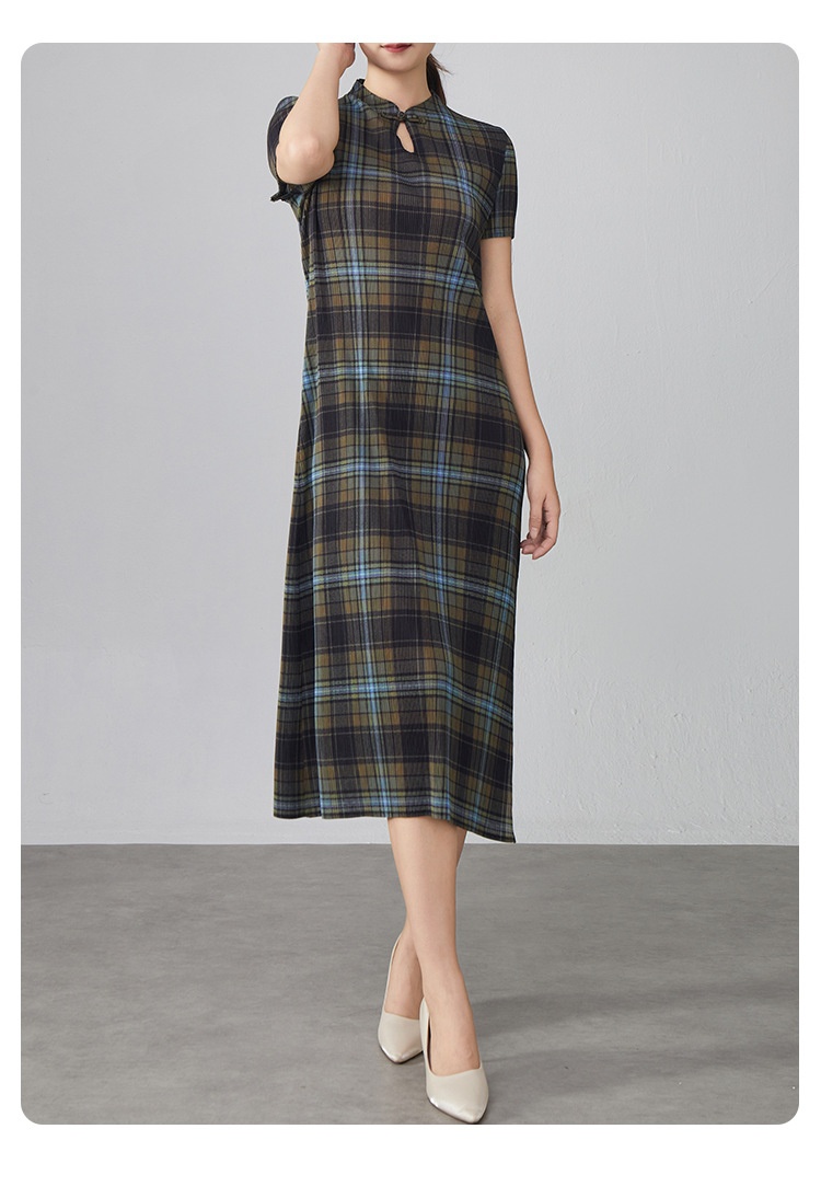 ChicShe ChicShe Chinese Style Improved Cheongsam For Women Summer New Design Sense Elegant Split Bodycon Pleated Long Dress_voghion.com