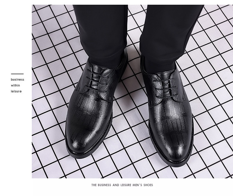 Glide Glide 2024 - Zapatos de boda de cuero con suela blanda, con cordones, para negocios, informales, con relieve, para citas juveniles_voghion.com