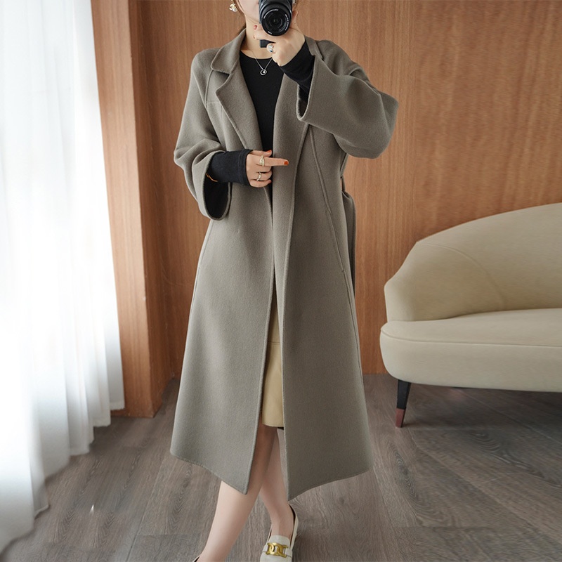 Women's Clothing Double-Sided Cashmere Coat For Women, Mid-Length, Over-The-Knee, Loose Fit, Plus Size Woolen Coat, Autumn Winter_voghion.com