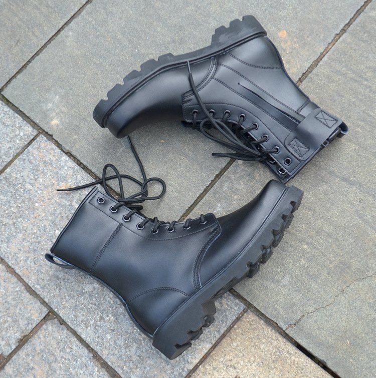 Bottes de travail montantes en cuir de vachette imperméables à embout en acier, respirantes et tactiques, idéales pour l'entraînement au combat en extérieur. Modèle spécial de type Martin._voghion.com