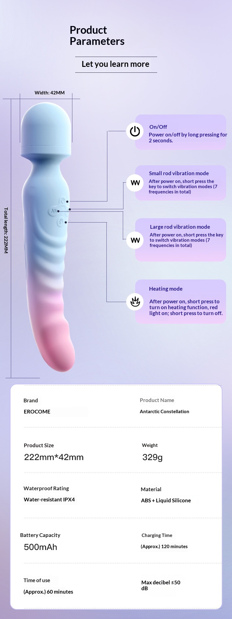 Eros Lab Yiluo Nanjizuo Vibratore riscaldante a doppia testa per donne Masturbatore Giocattolo sessuale per adulti_voghion.com