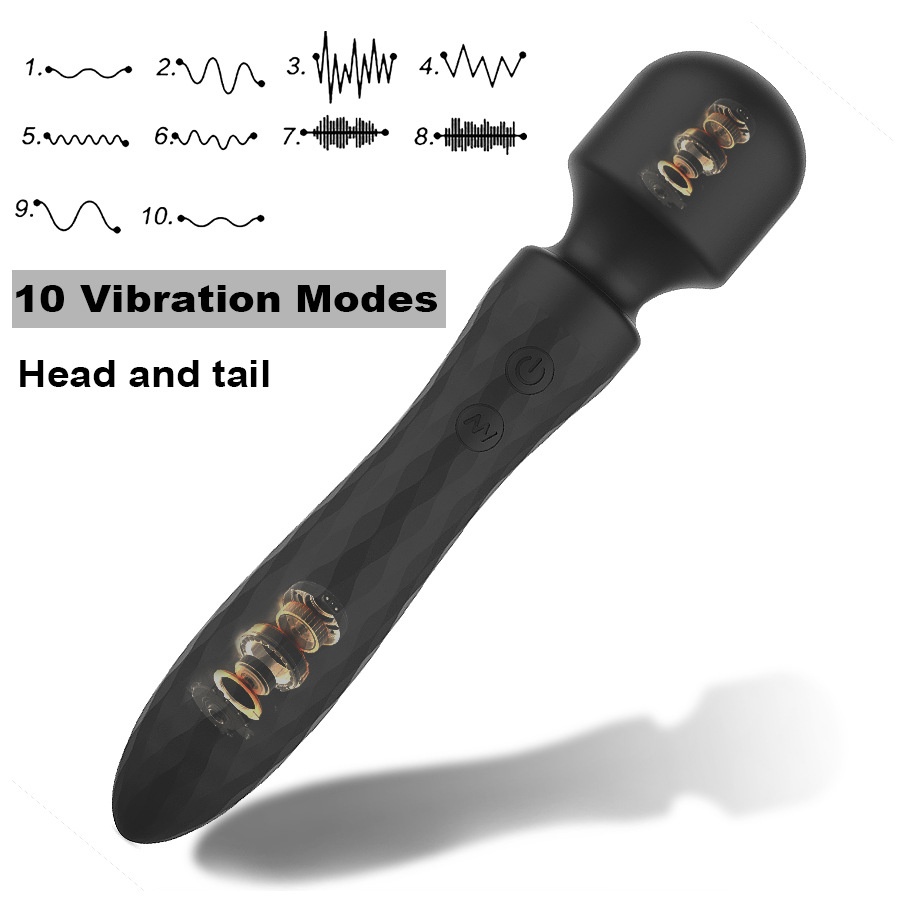 Eros Lab AV Stick Masturbateur vibrant double tête pour femme, 10 vitesses de vibration puissante, orgasme instantané, sextoy stimulant le point G_voghion.com