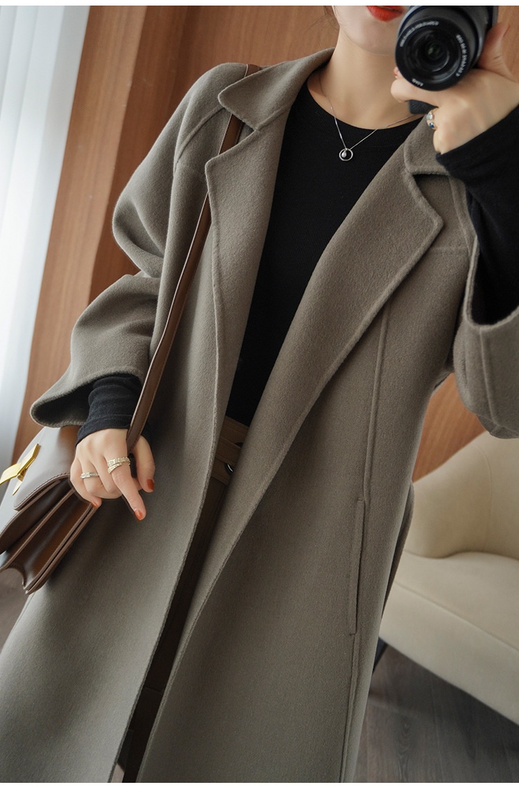 Women's Clothing Double-Sided Cashmere Coat For Women, Mid-Length, Over-The-Knee, Loose Fit, Plus Size Woolen Coat, Autumn Winter_voghion.com