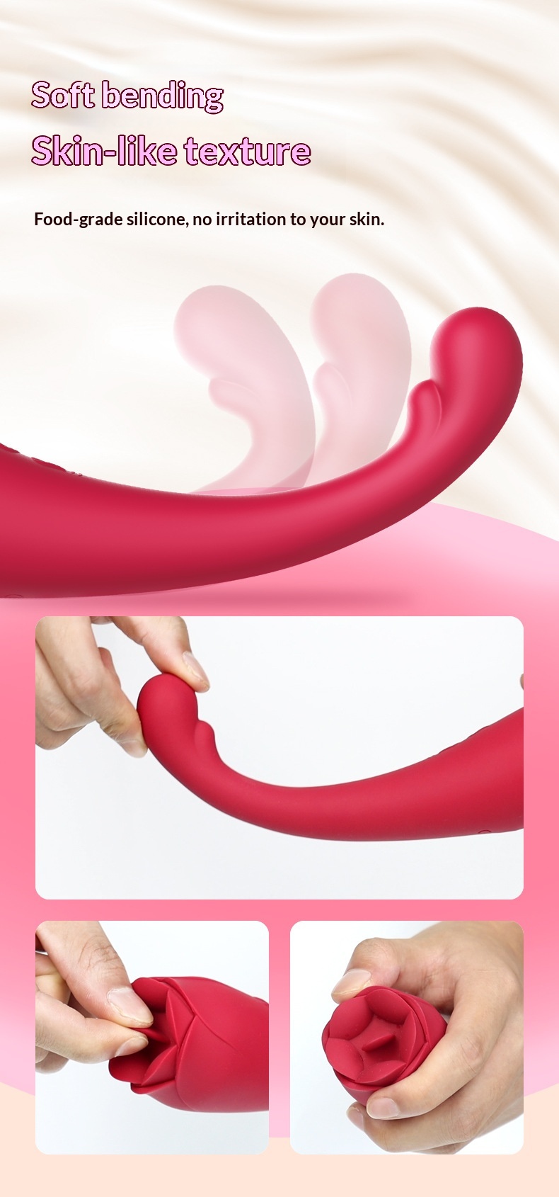 Eros Lab Rose Flower Tongue Licking Masturbator Vibrator Female Strong Vibration One-Handed Adult Supplies Source_voghion.com