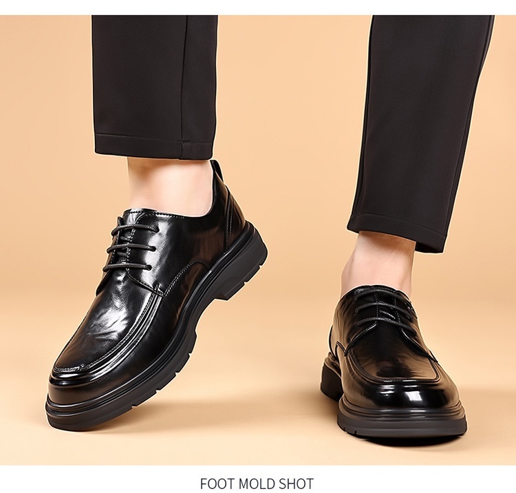 Scarpe da lavoro in pelle lucida con suola morbida WalkPrime, stile britannico, casual, da uomo, primaverili, con lacci_voghion.com